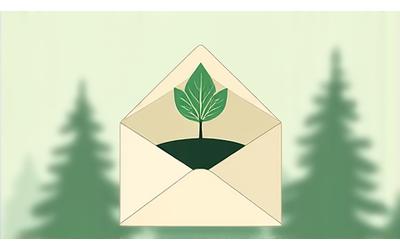 Open envelope with a plant growing out, symbolizing growth and communication